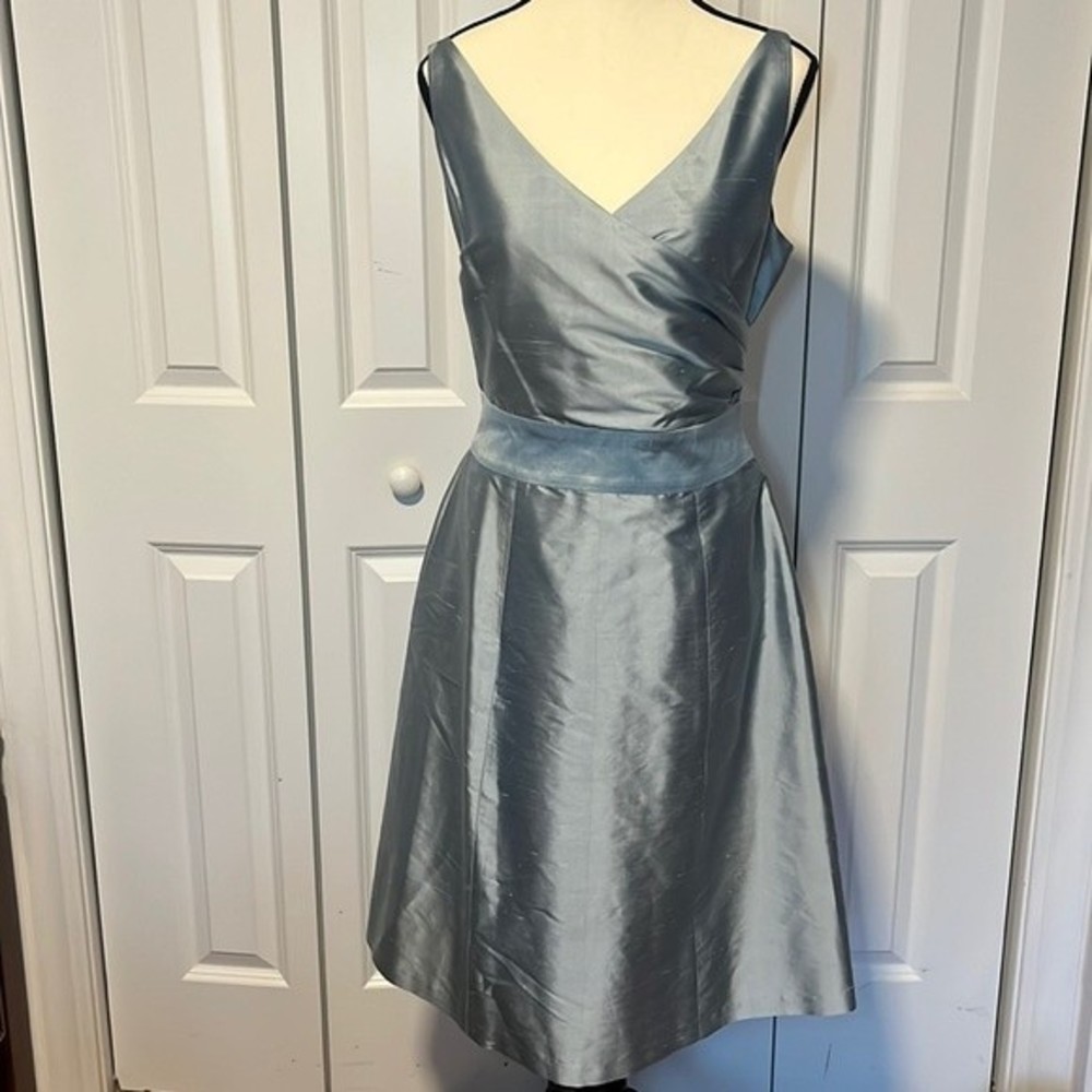 Aria Green Blue Silk mini fit and flare dress size 8 worn once